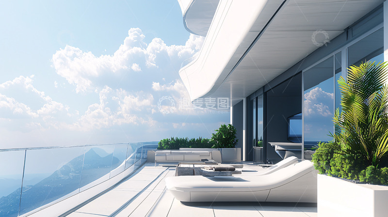 高清大图下载【趣麦麦图】现代化高层建筑阳台