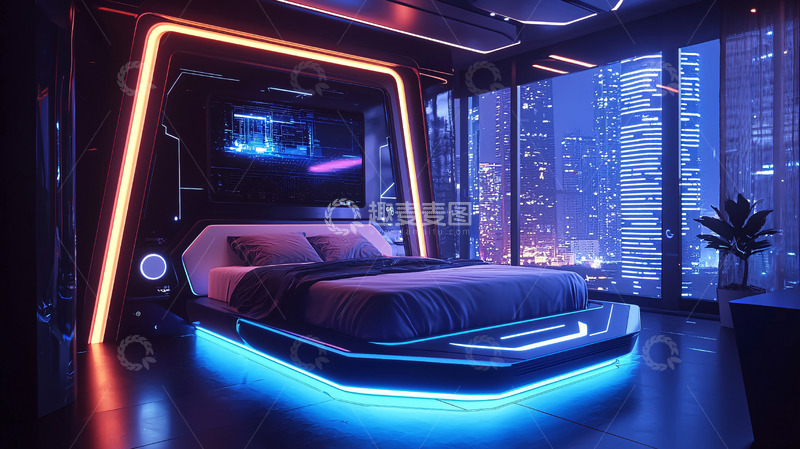 高清大图下载【趣麦麦图】未来科技感卧室