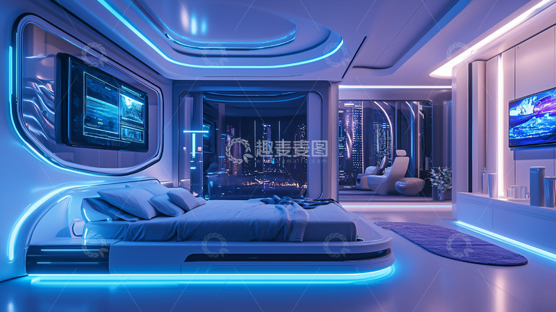 高清大图下载【趣麦麦图】未来感的家庭卧室设计