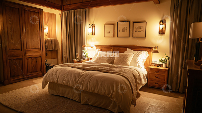 高清大图下载【趣麦麦图】温馨舒适木质卧室