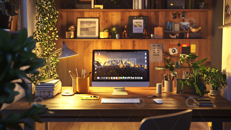 高清大图下载【趣麦麦图】温暖舒适的木质办公桌