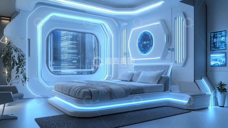 高清大图下载【趣麦麦图】未来科技感卧室