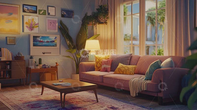 高清大图下载【趣麦麦图】温馨舒适的客厅手绘图