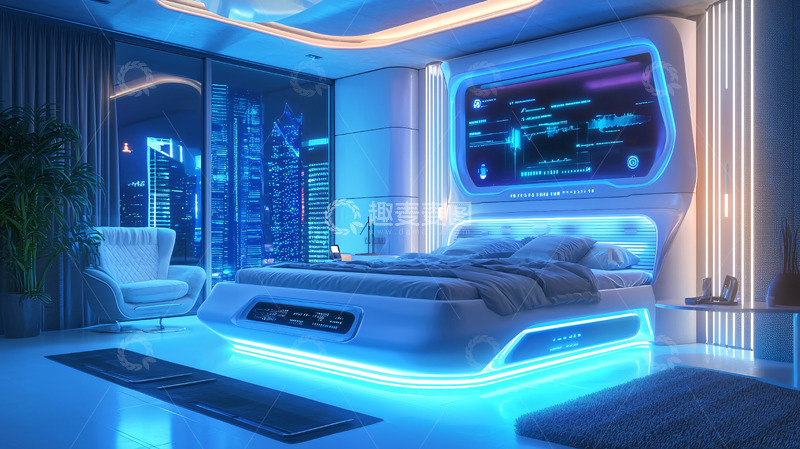 高清大图下载【趣麦麦图】未来科技感卧室