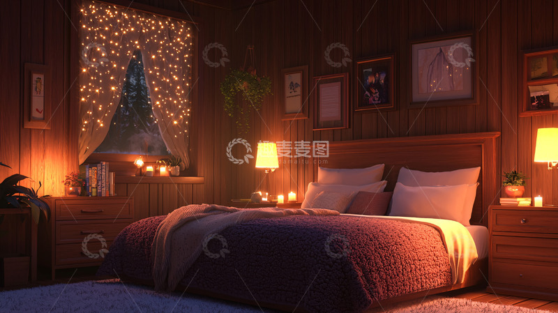 高清大图下载【趣麦麦图】温馨舒适的圣诞卧室