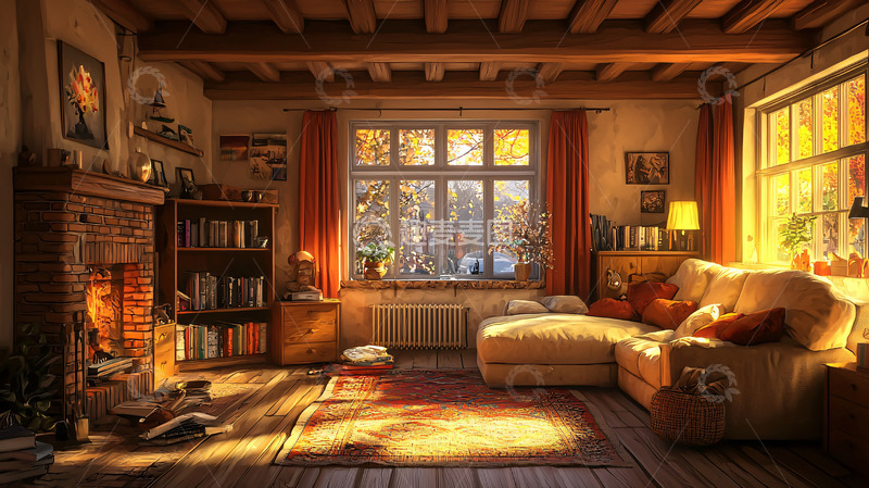 高清大图下载【趣麦麦图】温暖舒适的乡村客厅