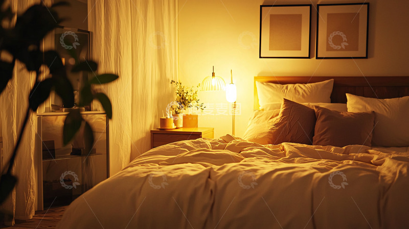 高清大图下载【趣麦麦图】温馨卧室夜晚灯光
