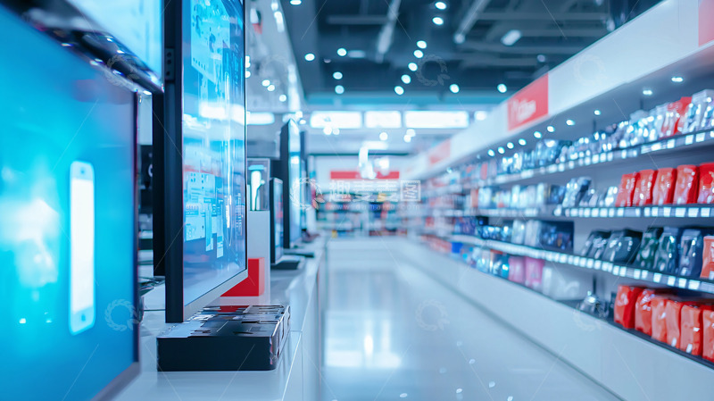 高清大图下载【趣麦麦图】现代化电器商店货架陈列