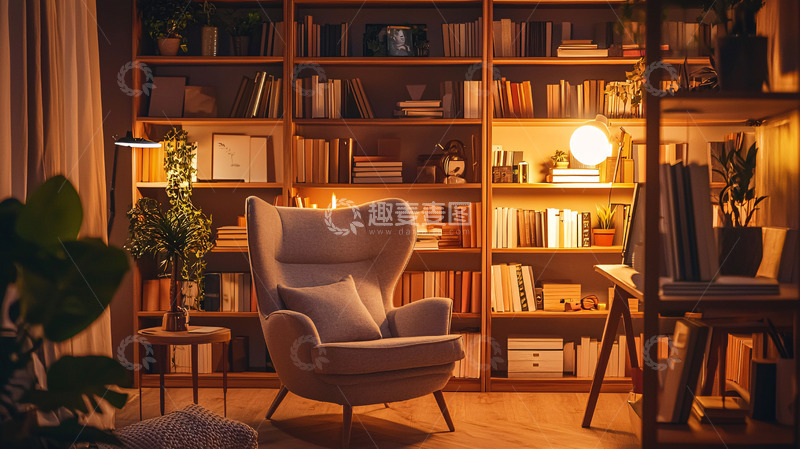高清大图下载【趣麦麦图】温馨舒适的书房角落