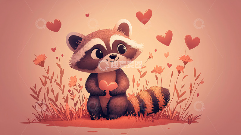 高清大图下载【趣麦麦图】可爱浣熊卡通