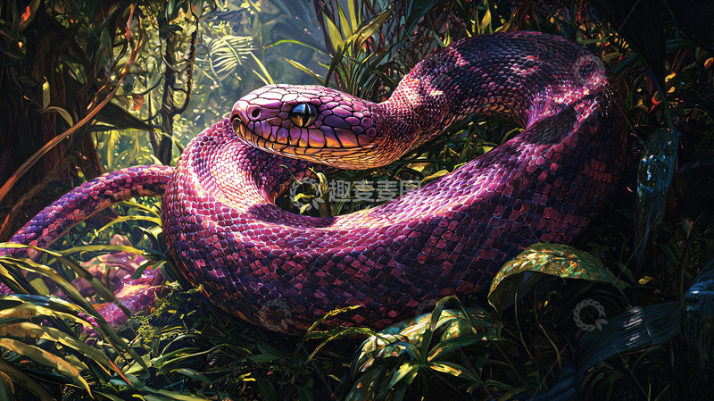高清大图下载【趣麦麦图】紫色蟒蛇丛林