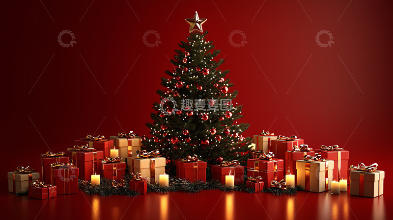 高清大图下载【趣麦麦图】圣诞树与礼物1