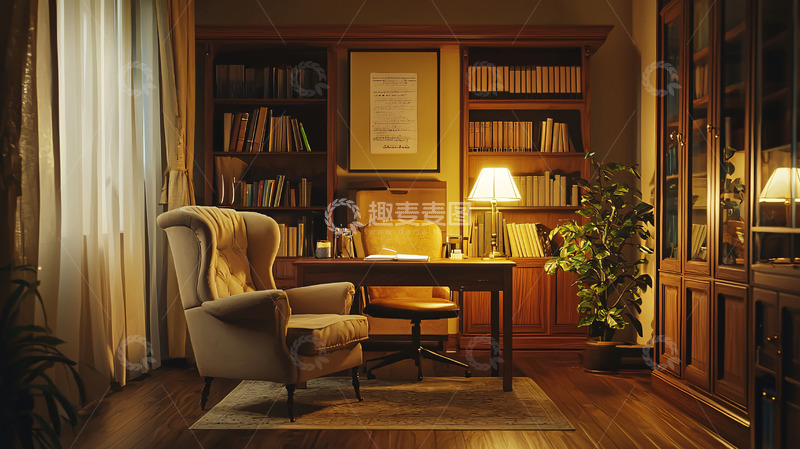 高清大图下载【趣麦麦图】温馨书房高清图片