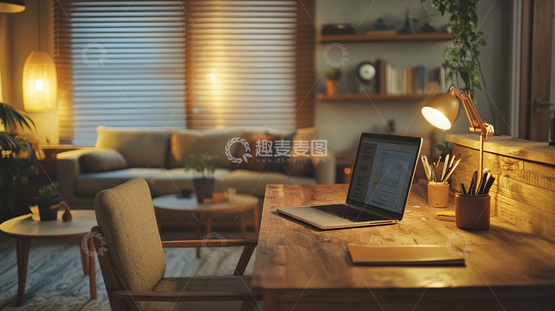 高清大图下载【趣麦麦图】温暖舒适的居家办公空间