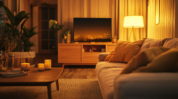 温馨舒适的客厅夜景