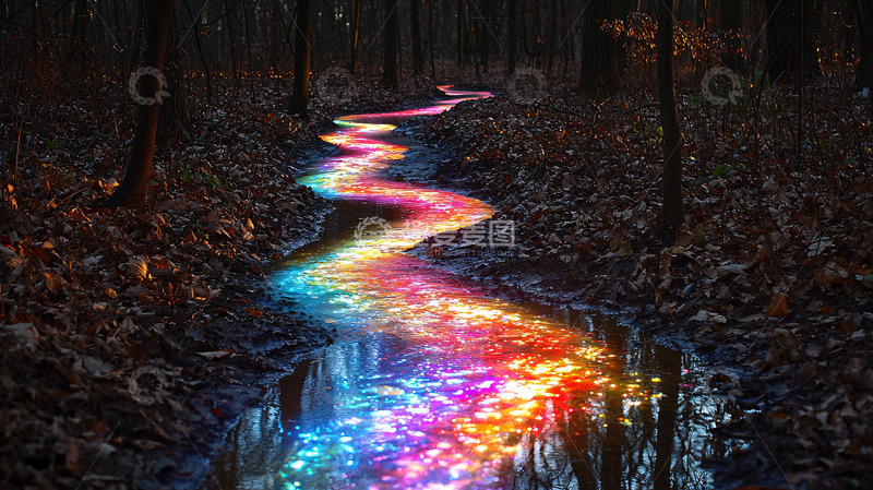 高清大图下载【趣麦麦图】森林中的彩色小路