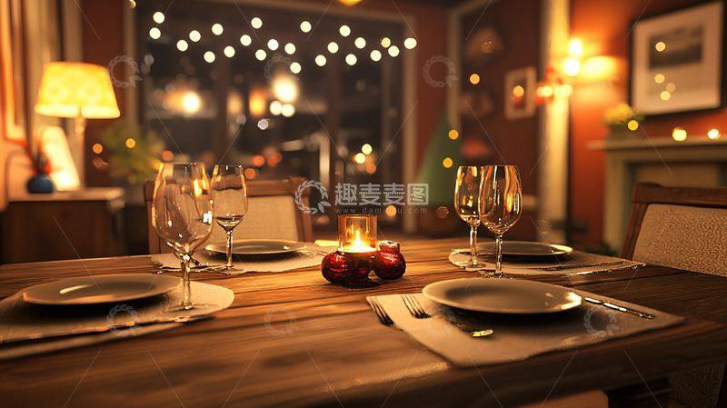 高清大图下载【趣麦麦图】温馨浪漫的烛光晚餐