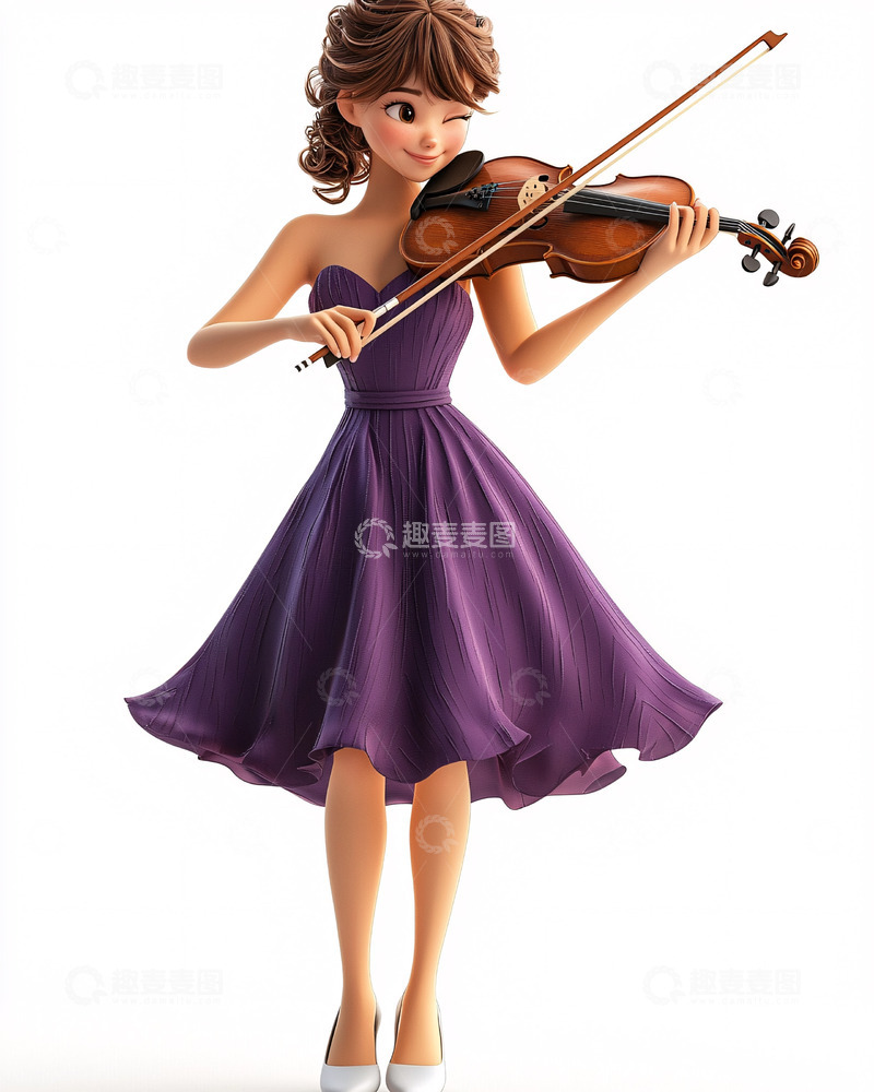 高清大图下载【趣麦麦图】卡通女孩拉小提琴