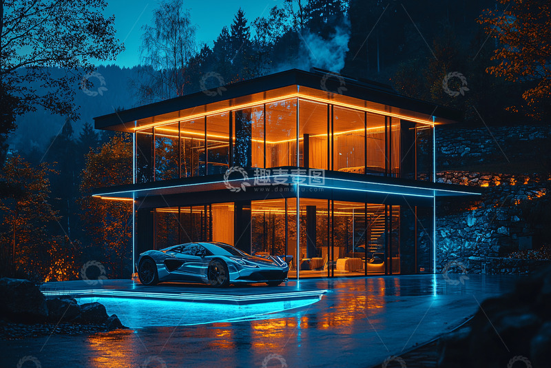 高清大图下载【趣麦麦图】夜景豪宅