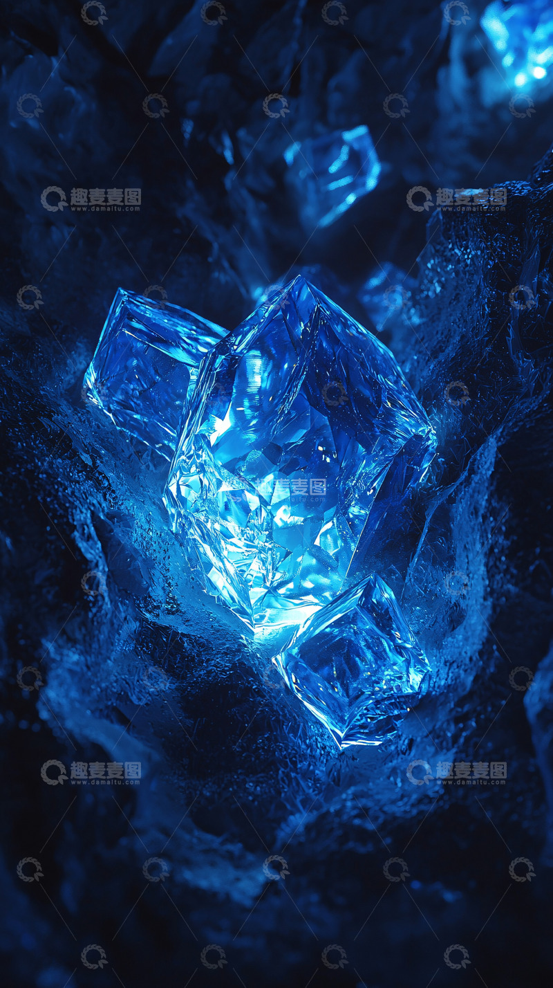 高清大图下载【趣麦麦图】蓝色晶体