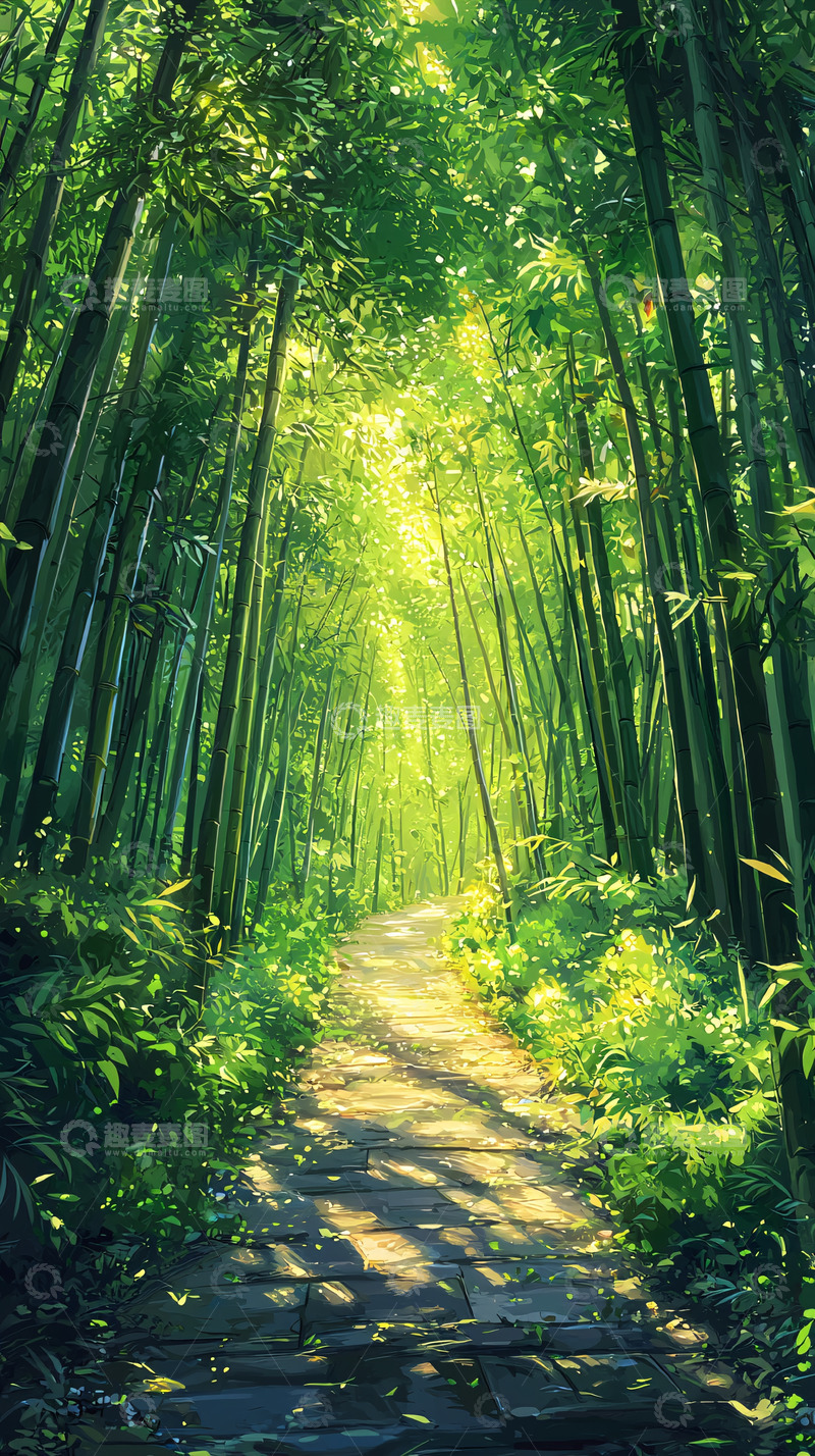 高清大图下载【趣麦麦图】绿竹林小径