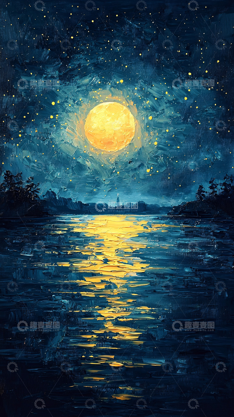 高清大图下载【趣麦麦图】星空下的湖泊