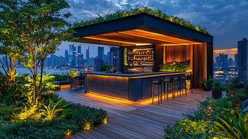 屋顶花园酒吧夜景