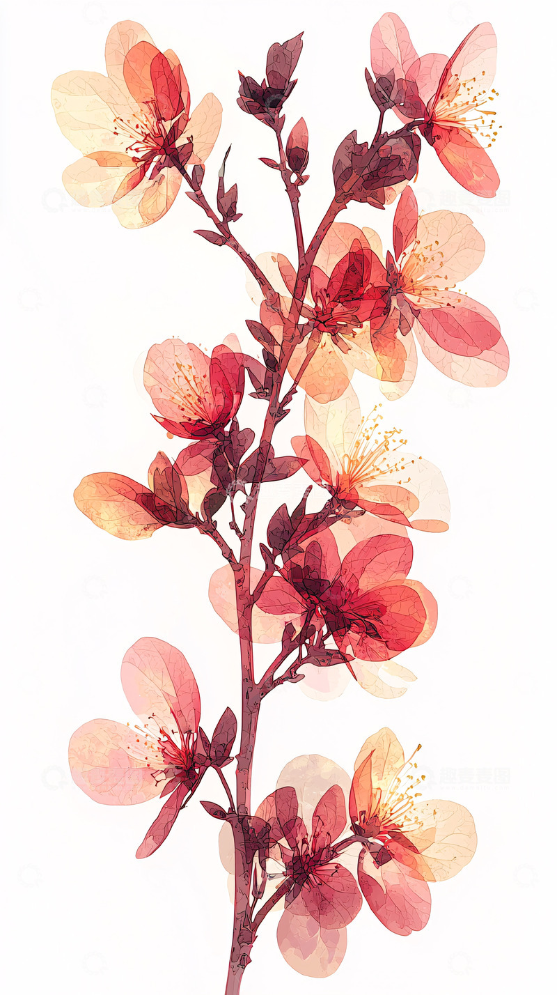 高清大图下载【趣麦麦图】粉色花枝