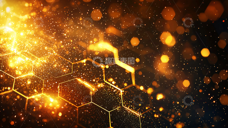 高清大图下载【趣麦麦图】金色蜂窝网络星光闪耀