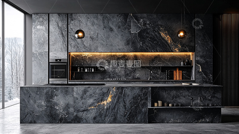 高清大图下载【趣麦麦图】现代极简灰色系厨房