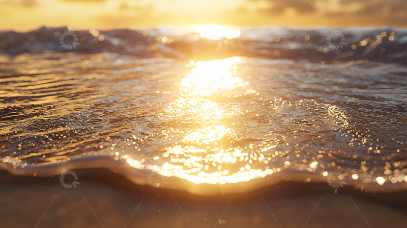 高清大图下载【趣麦麦图】金色阳光洒在海面上