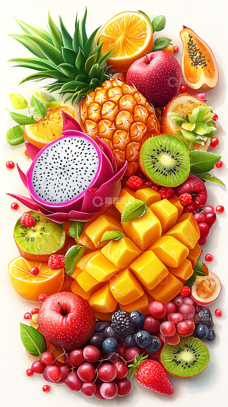 高清大图下载【趣麦麦图】色彩鲜艳的水果拼盘