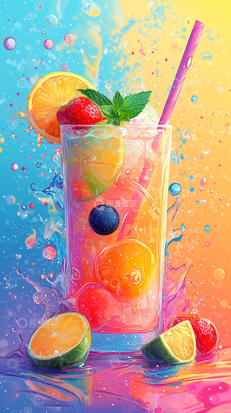高清大图下载【趣麦麦图】清爽水果冰饮