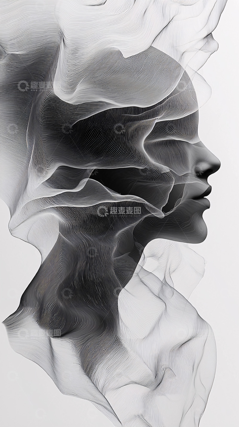 高清大图下载【趣麦麦图】抽象女性侧脸