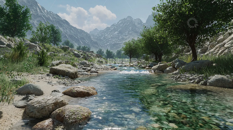 高清大图下载【趣麦麦图】山间溪流风景图