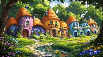 童话般色彩鲜艳的蘑菇屋