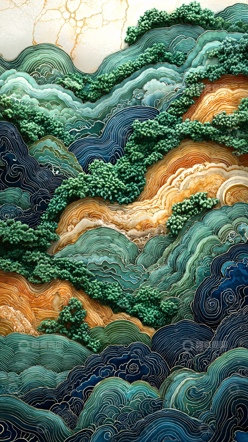 高清大图下载【趣麦麦图】抽象水墨山水画