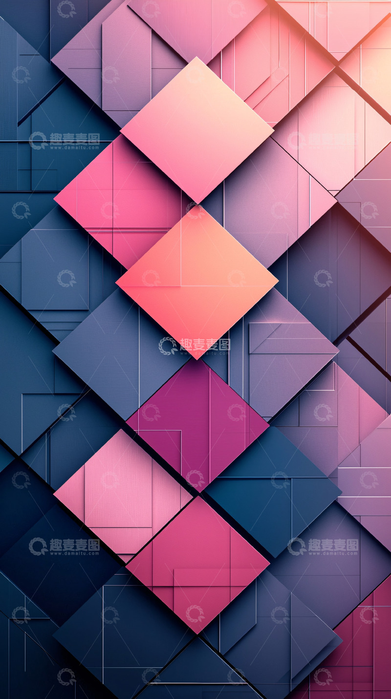 高清大图下载【趣麦麦图】粉色菱形几何图案