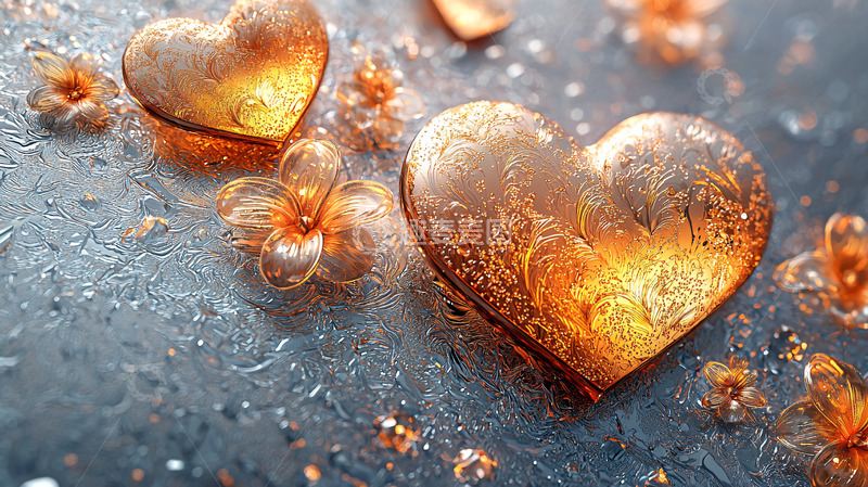 高清大图下载【趣麦麦图】金色爱心