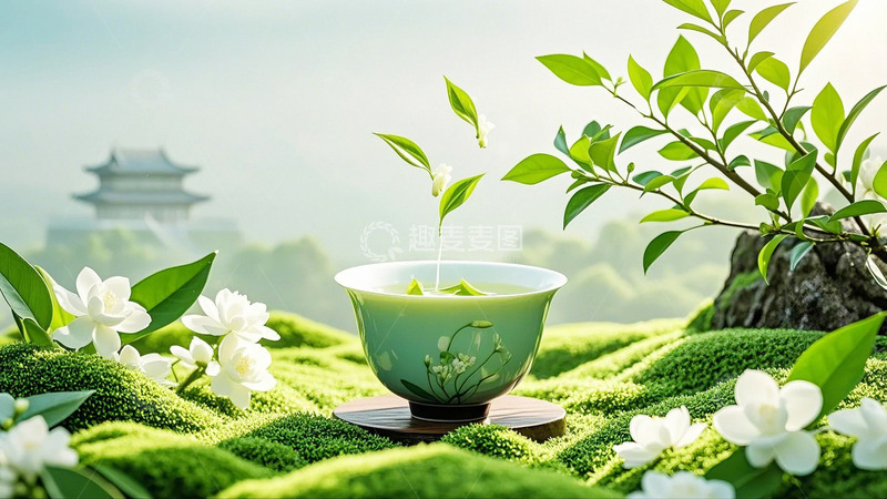 高清大图下载【趣麦麦图】春茶绿茶茉莉花茶17
