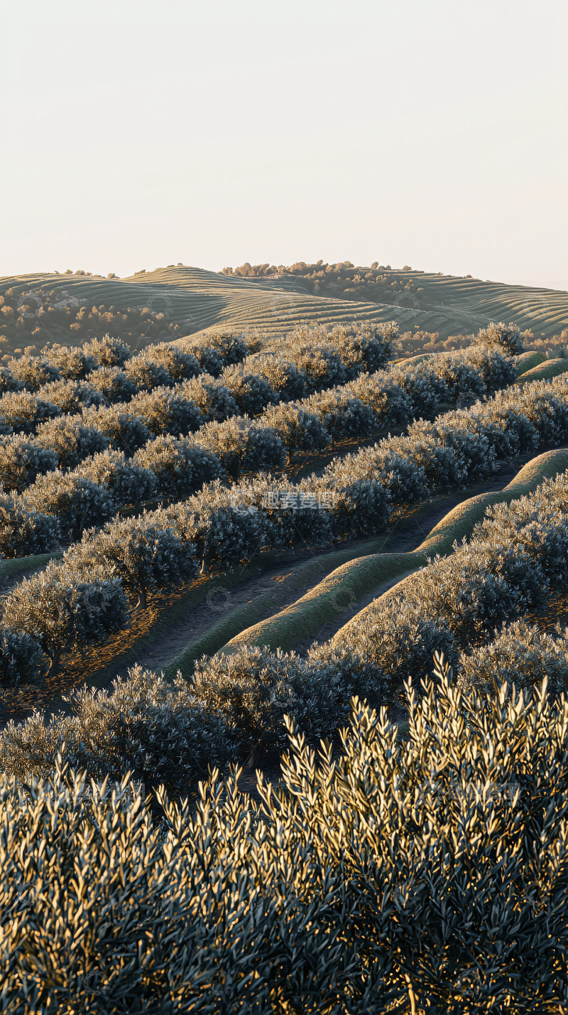 高清大图下载【趣麦麦图】清晨橄榄树梯田景观