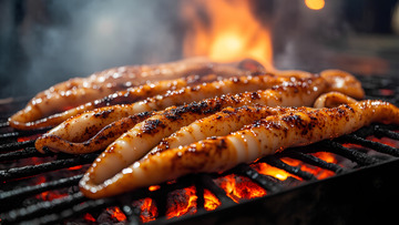 美味碳烤鱿鱼美食摄影图