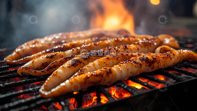 高清大图下载【趣麦麦图】美味碳烤鱿鱼美食摄影图
