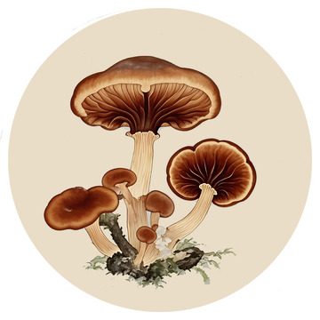 灵芝中草药插画素材