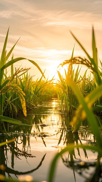 夕阳下的麦穗风光摄影