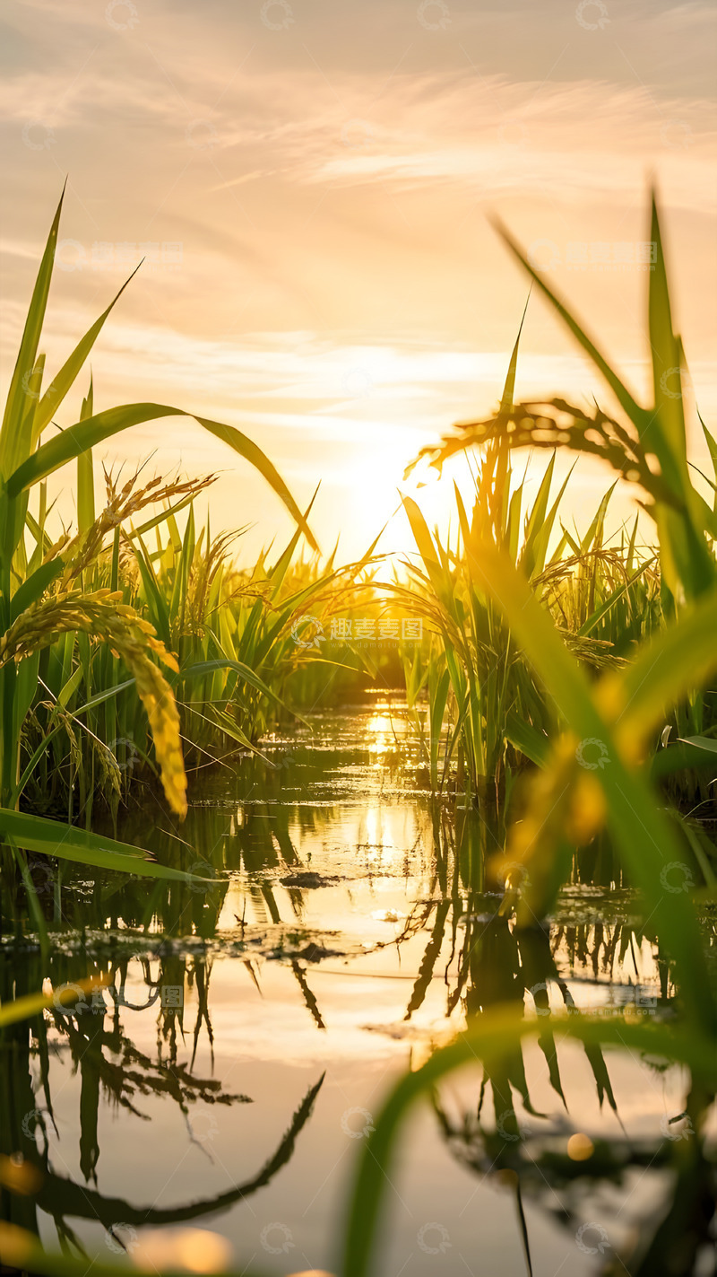 高清大图下载【趣麦麦图】夕阳下的麦穗风光摄影