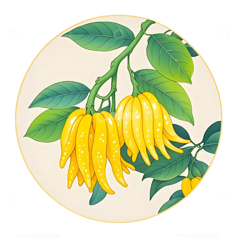 高清大图下载【趣麦麦图】中草药佛手瓜插画素材