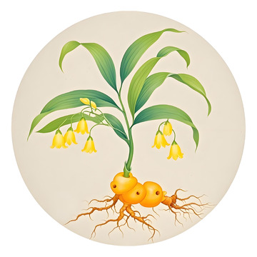 黄精中草药插画素材