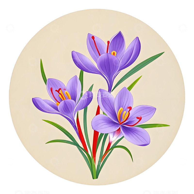 高清大图下载【趣麦麦图】中草药藏红花插画素材