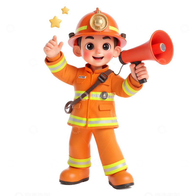 高清大图下载【趣麦麦图】3D卡通消防员素材